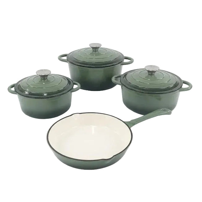 CH Cast Iron Pot Set Dark Olive 7 Piece CH1332