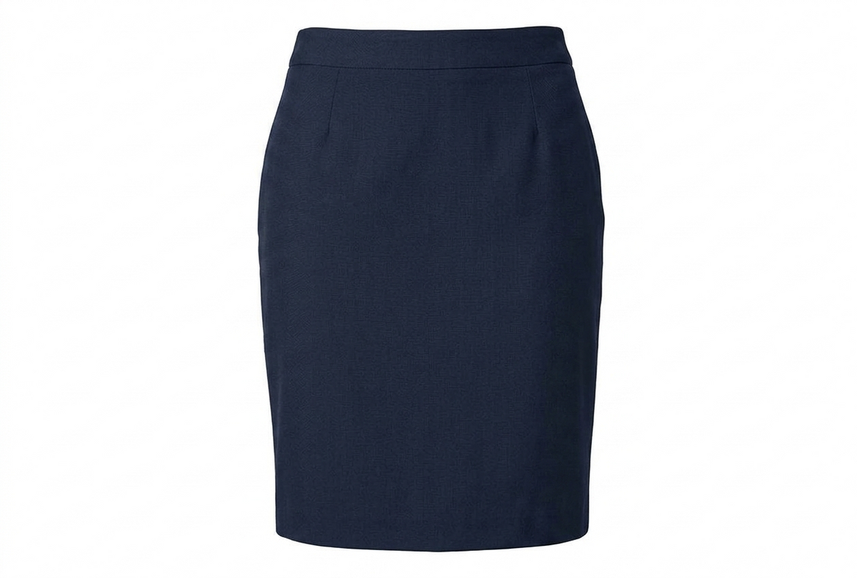 Bobsons Petal Stretch Pencil Skirt With Matching Belt-Navy C260TR