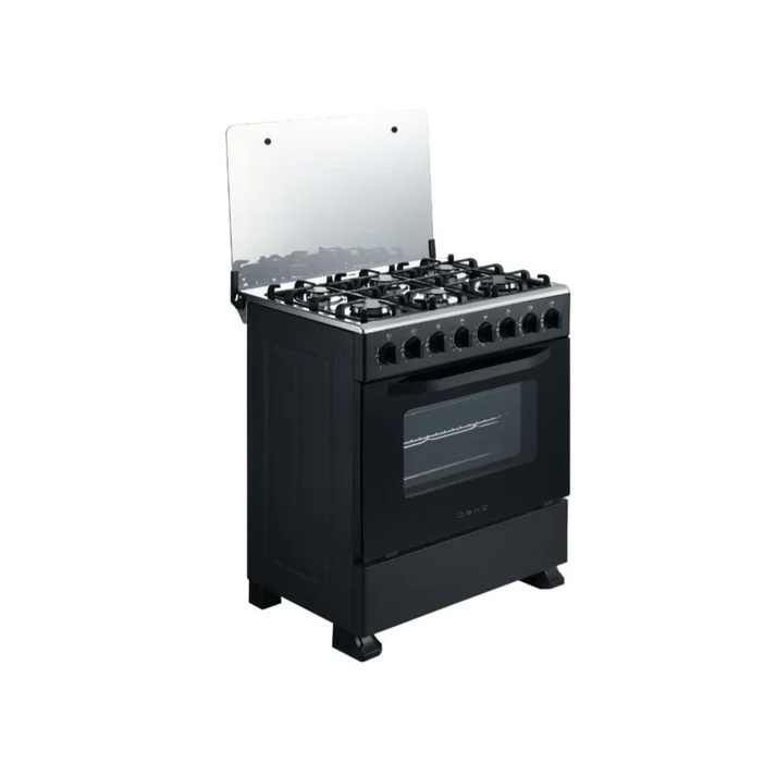 Obac 76cm Black 6 Burner Gas Stove OB760G/S