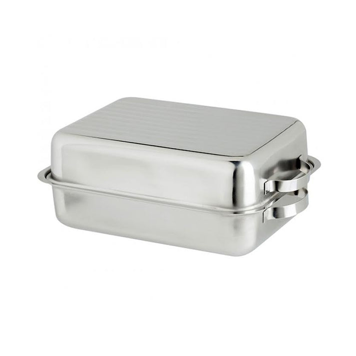 Steel King Double Roaster Pan Silver 380x285x150mm 1.DR2