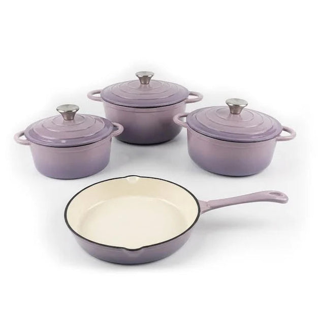 CH Cast Iron Pot Set Lavender 7 Piece CH1330