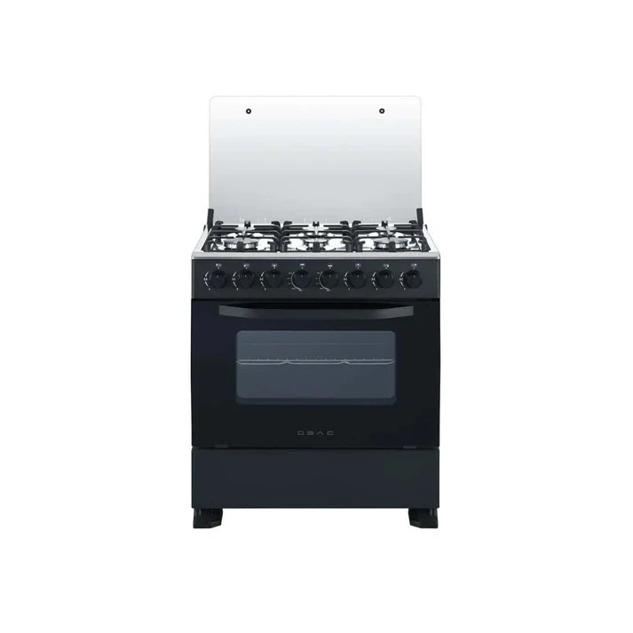 Obac 76cm Black 6 Burner Gas Stove OB760G/S