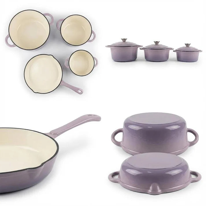 CH Cast Iron Pot Set Lavender 7 Piece CH1330