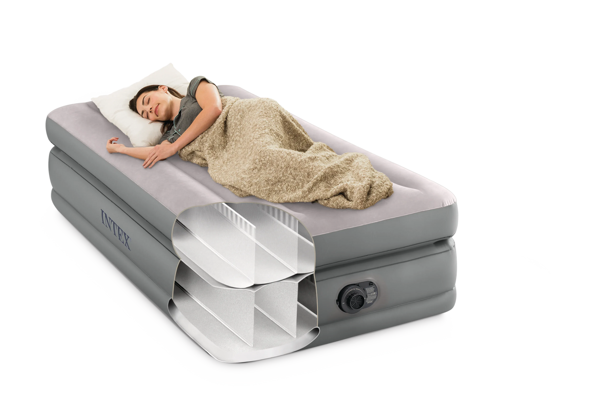 Intex Airbed Intex Comfort Elevated Single Airbed with Built-In Pump 99cm x 1.91m x 51cm I30836