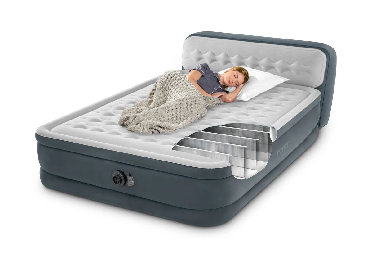 Intex Airbed Intex Dura-Beam Deluxe Ultra Plush Headboard Queen Airbed with Built-In Pump 152cm I30843