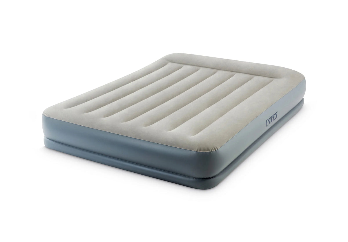 Intex Airbed Intex Queen Pillow Rest Mid-Rise Airbed Standard with Fibre-Technology™ and Built In Pump 1.52m x 2.03m x 30cm I30830