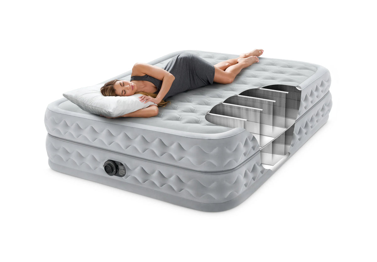 Intex Airbed Intex Queen Supreme Airflow Airbed With Fiber Technology and Built in Pump 152cm I30841