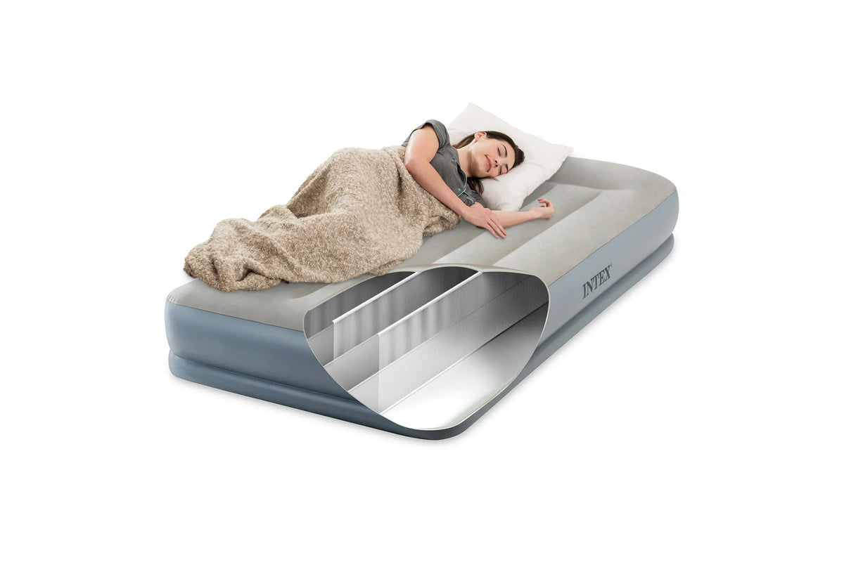 Intex Airbed Intex Single Pillow Rest Mid-Rise Airbed With Built In Electric Pump 99cm x 1.91m x 30cm I30829