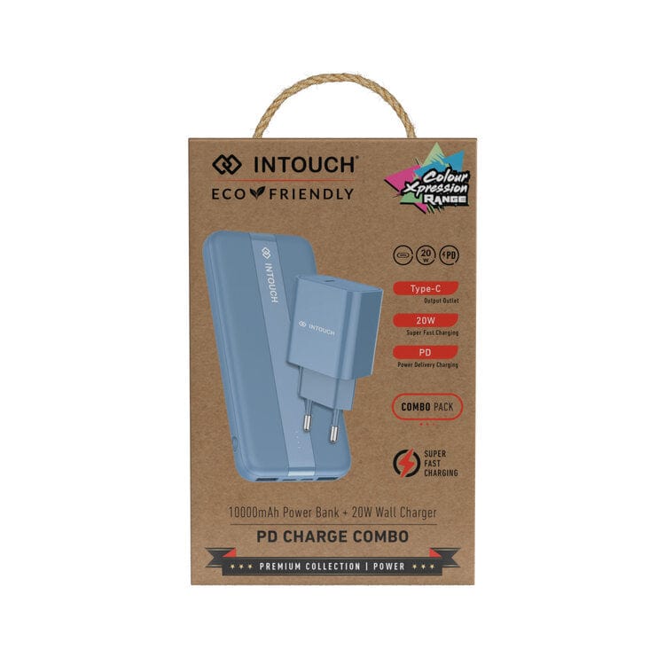 Intouch Electronics Accessories Intouch 10000mAh Power Bank + 20W Wall Charger - Blue