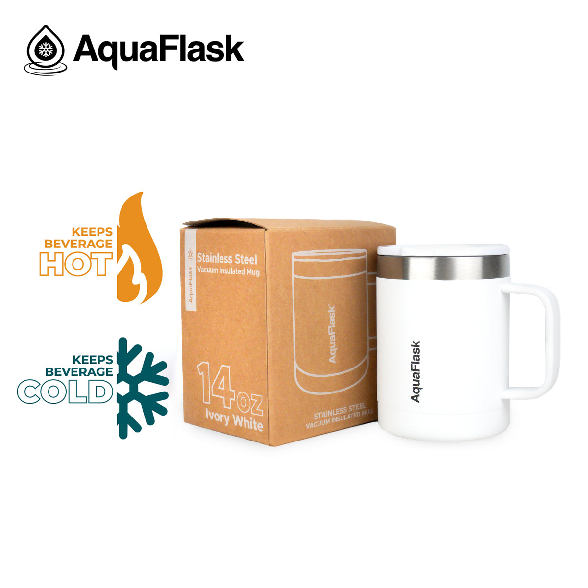 Aquaflask 415ml Travel Mug Ivory White AF-R82