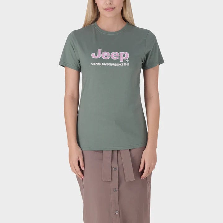 Jeep Ladies T shirts Jeep Women's Organic Core Applique T Shirt Green (7803420442713)