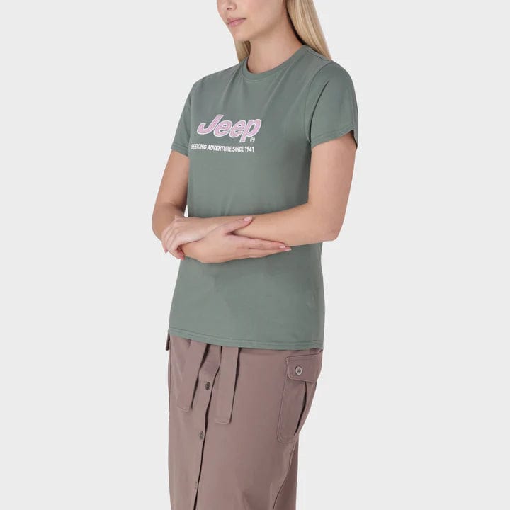 Jeep Ladies T shirts Jeep Women's Organic Core Applique T Shirt Green (7803420442713)
