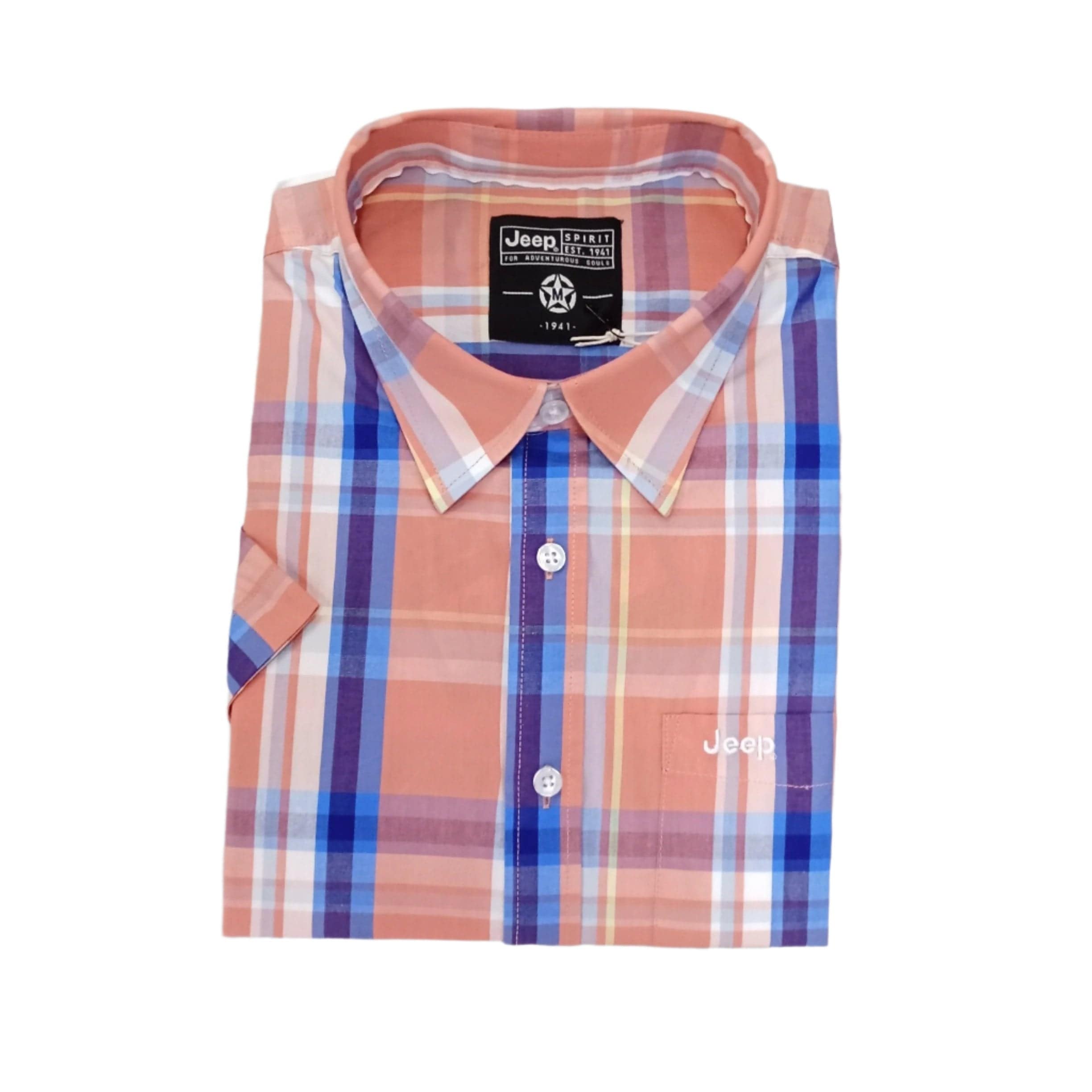 Jeep Shirts Jeep Men's Short Sleeve Check Shirt Orange