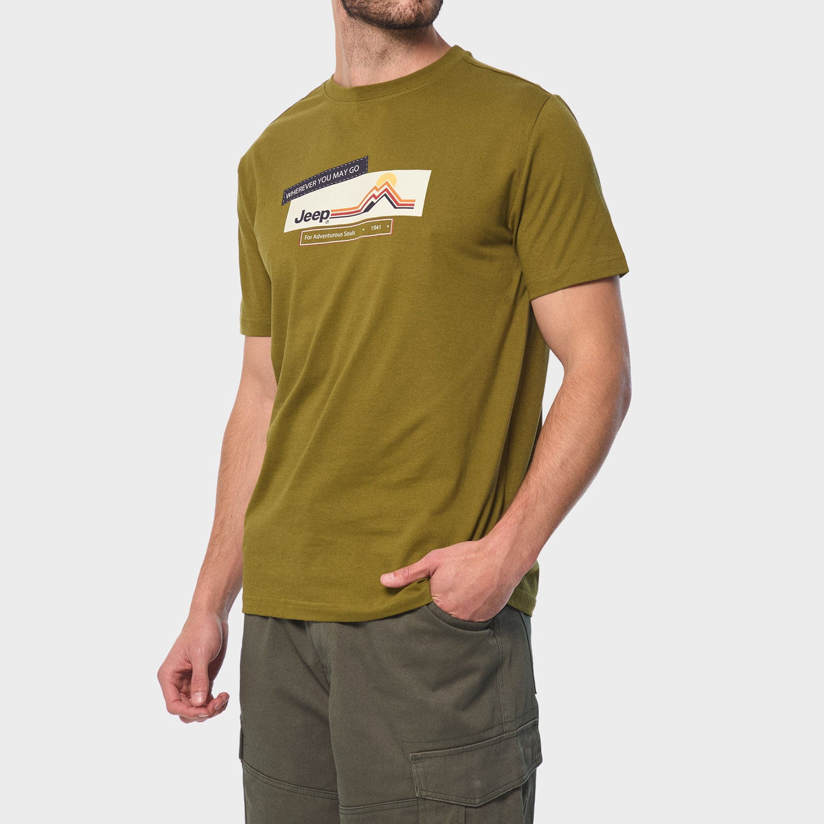 Jeep T Shirt Jeep Men's Fashion Graphic Tee Olive