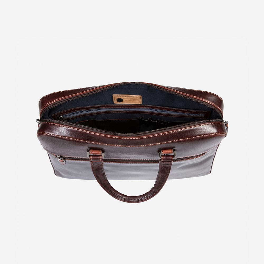 Jekyll & Hide Laptop bag Jekyll & Hide  Slim Zip Top Briefcase Tobacco