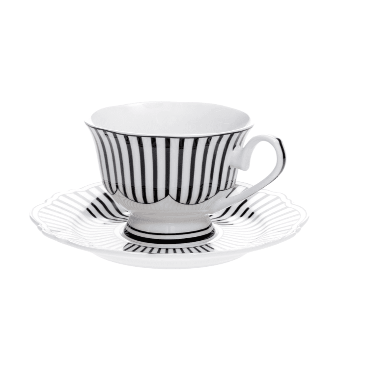 Jenna Clifford Cup & Saucer Jenna Clifford Ivory Noir Cup & Saucer Set of 4
