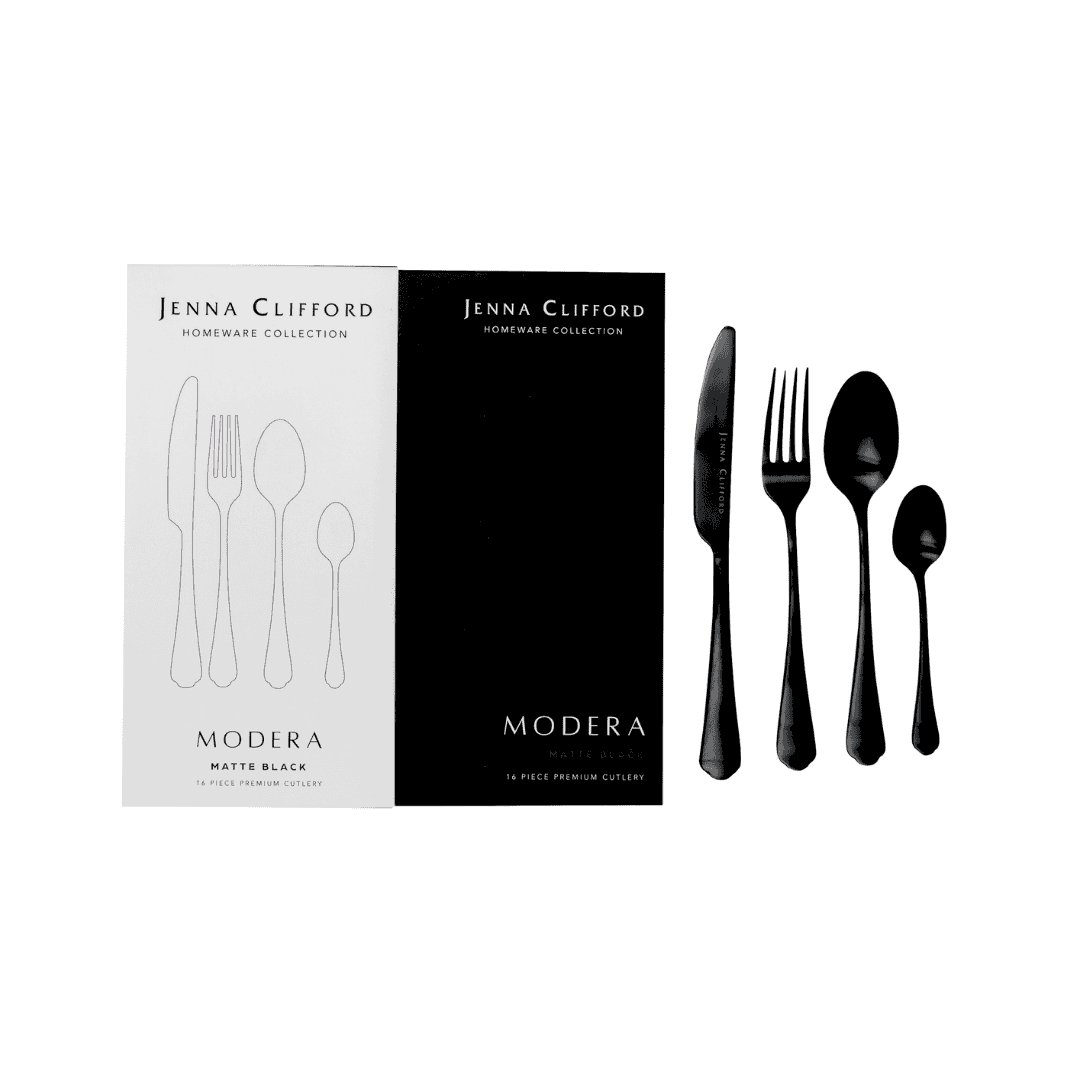 Jenna Clifford Cutlery Jenna Clifford Modera 16-Piece Cutlery Set Matte Black JC-7410