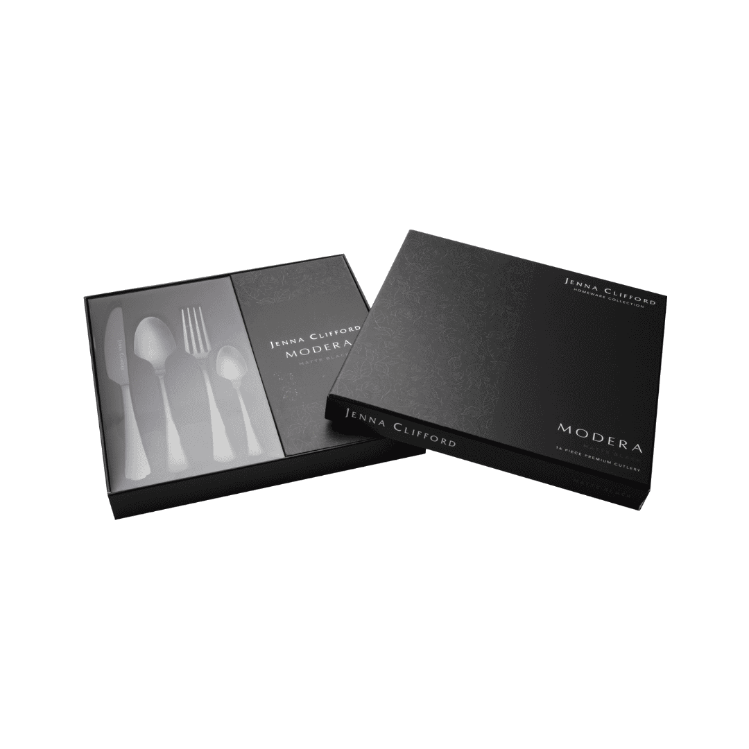 Jenna Clifford Cutlery Jenna Clifford Modera 16-Piece Cutlery Set Matte Black JC-7410