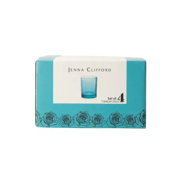 Jenna Clifford Glass Jenna Clifford Solid Tumbler Set Of 4 330ml Light Blue JC-7103