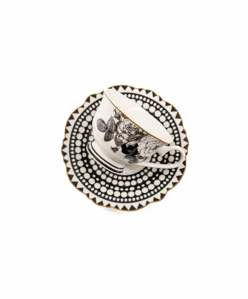 Jenna Clifford MUG Jenna Clifford Black Rose Cup & Saucer JC-7236 (7140048896089)