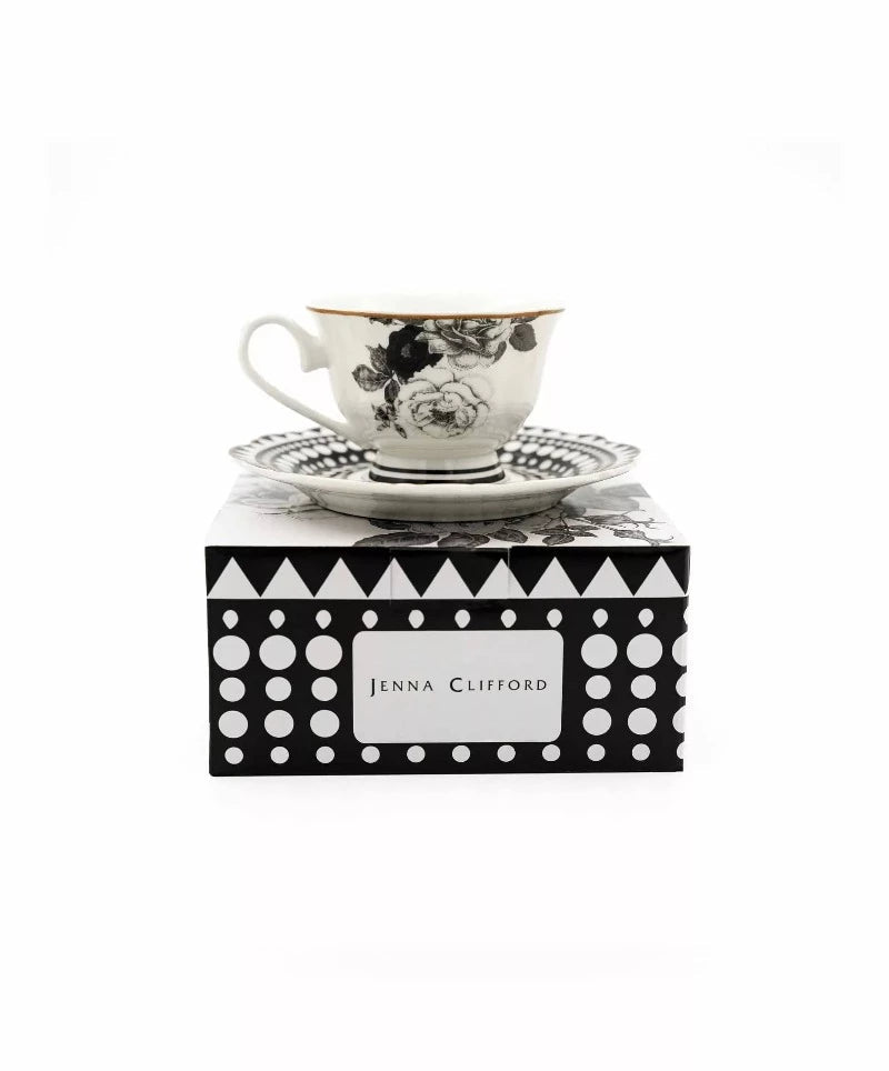 Jenna Clifford MUG Jenna Clifford Black Rose Cup & Saucer JC-7236 (7140048896089)