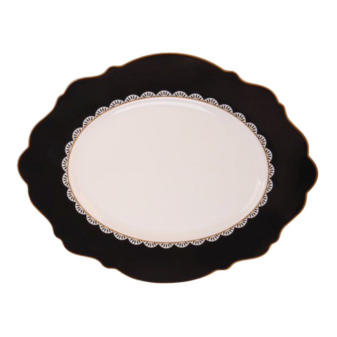 Jenna Clifford Platter Jenna Clifford  Black Rose Oval Platter 27cm JC-7242 (7682091515993)
