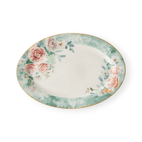 Jenna Clifford Platter Jenna Clifford Green Floral Oval Platter 25.5cm JC7119 (2061580173401)