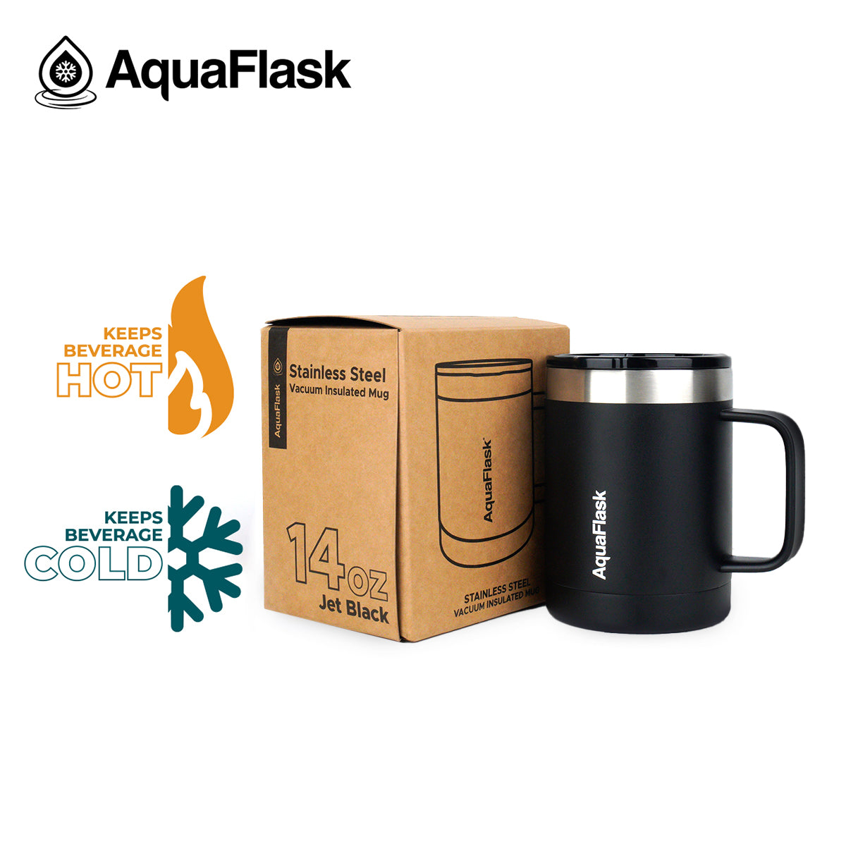 Aquaflask 415ml Travel Mug Jet Black AF-R83