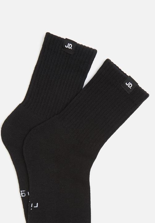 Jonathan D Socks Jonathan D 2 Pack Branded Quater Crew Sox -Black
