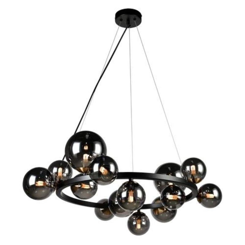 K-Light PENDANT K Light A-KLCH-9225/14 230v 3W G9 LED Round Bubble Pendant Black and Antique Brass with Smoke Glass