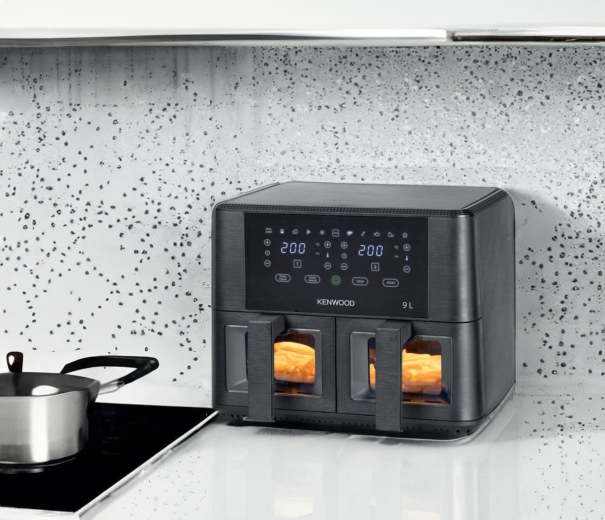 Kenwood AIR FRYER Kenwood 9L kHealthy Dual Basket Air Fryer with Window HFG95.000BK (7914696605785)