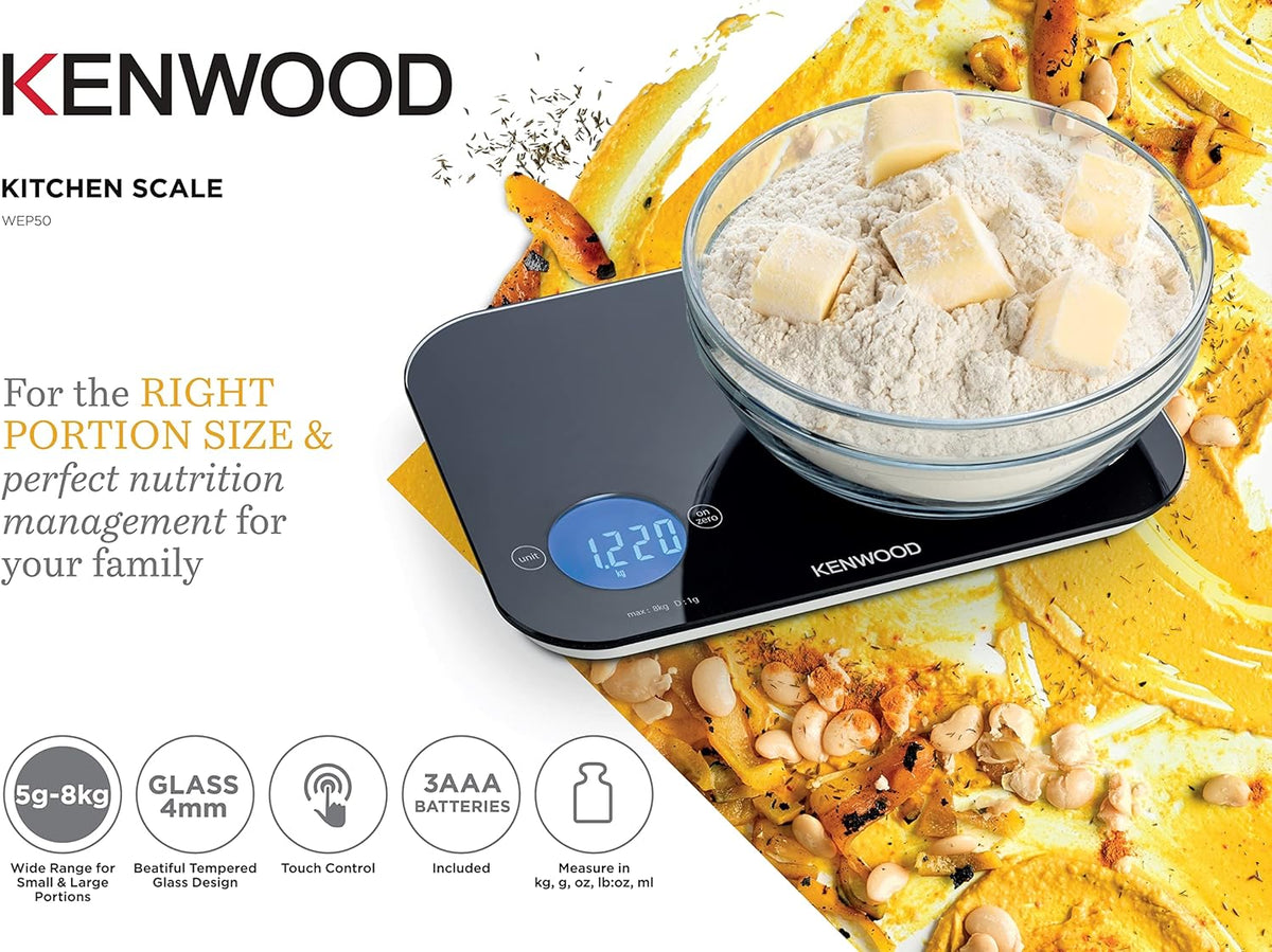Kenwood Kitchen Scale Kenwood Kitchen Scale with Touch Control Black WEP50.000BK (7738705313881) (7738728743001)