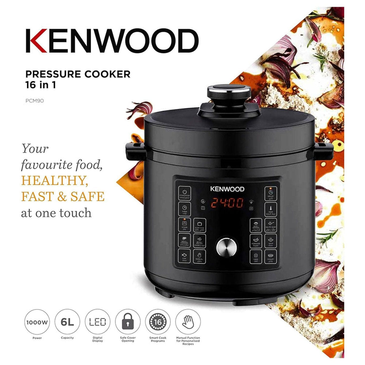 Kenwood Pressure Cooker Kenwood 6L Pressure Cooker 16-in-1 Black PCM90.000BK
