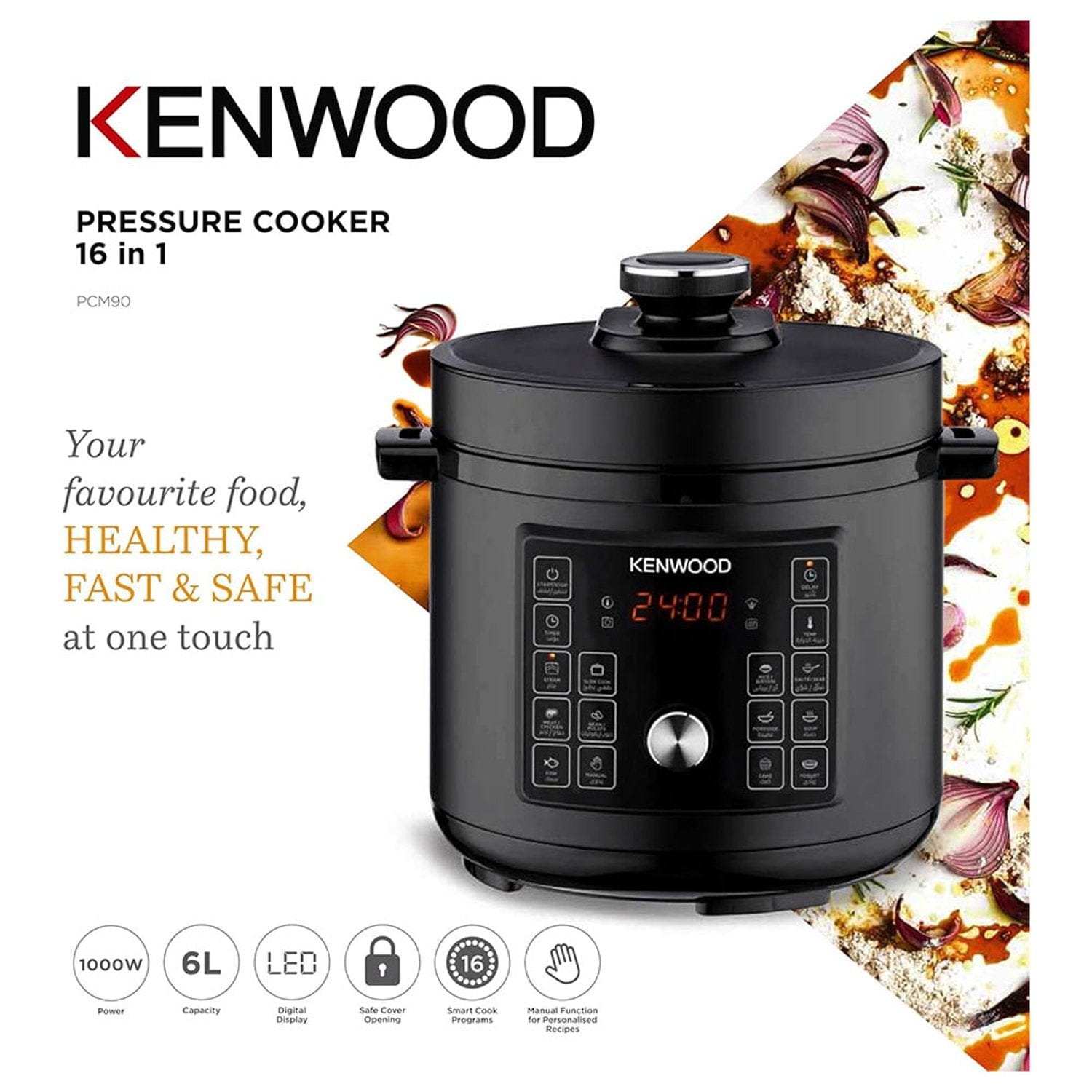 Kenwood Pressure Cooker Kenwood 6L Pressure Cooker 16-in-1 Black PCM90.000BK