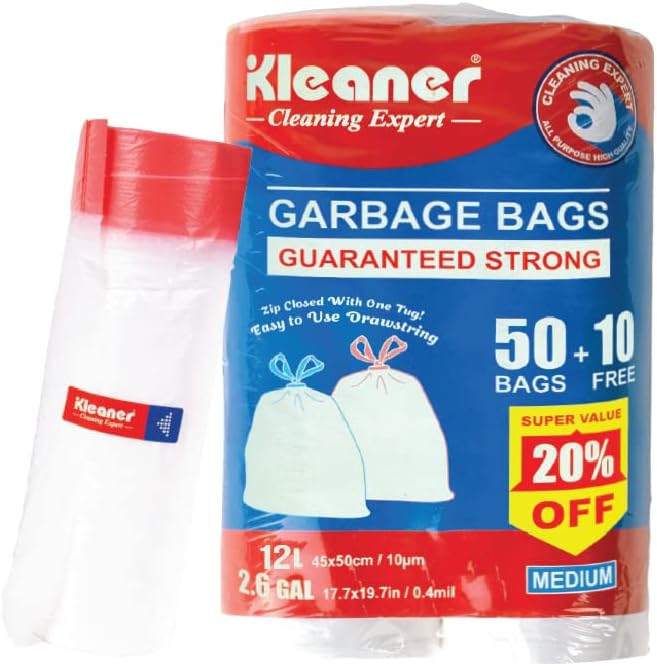 Kleaner Refuse Bags Kleaner Garbage Bag Medium 60 Sheets 10 Litres GSL006 (7881027649625)