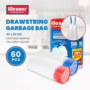 Kleaner Refuse Bags Kleaner Garbage Bag Medium 60 Sheets 10 Litres GSL006 (7881027649625)