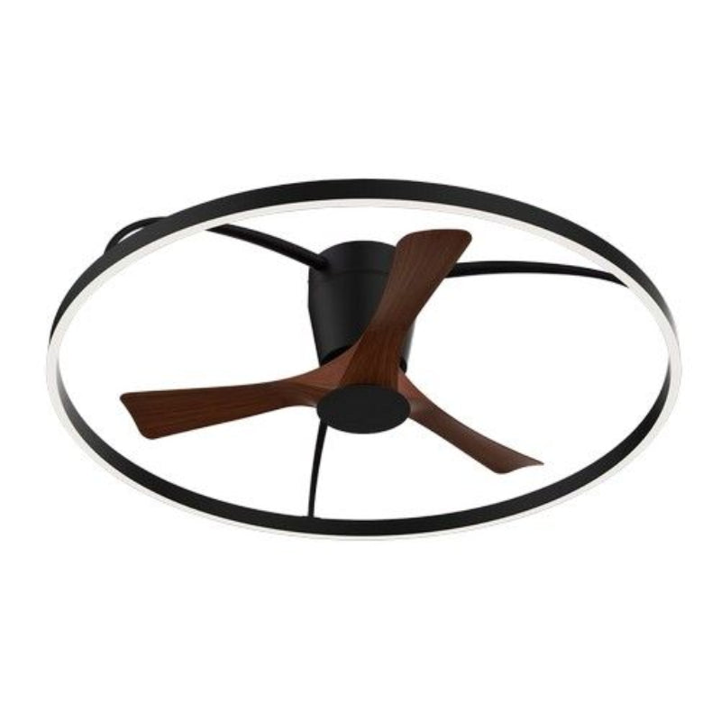 K Light 238-100-BL/DWD 100cm LED Ceiling Fan Light Black with Dark Wood.