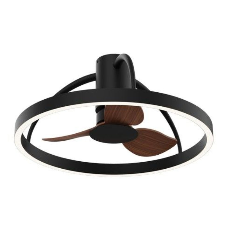 K Light 238-60-BL/DWD 60cm LED Ceiling Fan Light Black with Dark Wood
