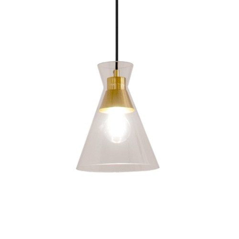 K Light 3E-KLCH-800/1 230v 40W E27 Cleopatra Glass Pendant Matt Black/Brass with Clear Glass