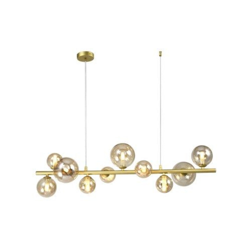 K Light A-KLCH-4184/GD 230V 35W G9 LED Large Horizontal Bubble Glass pendant Gold & Amber Glass.