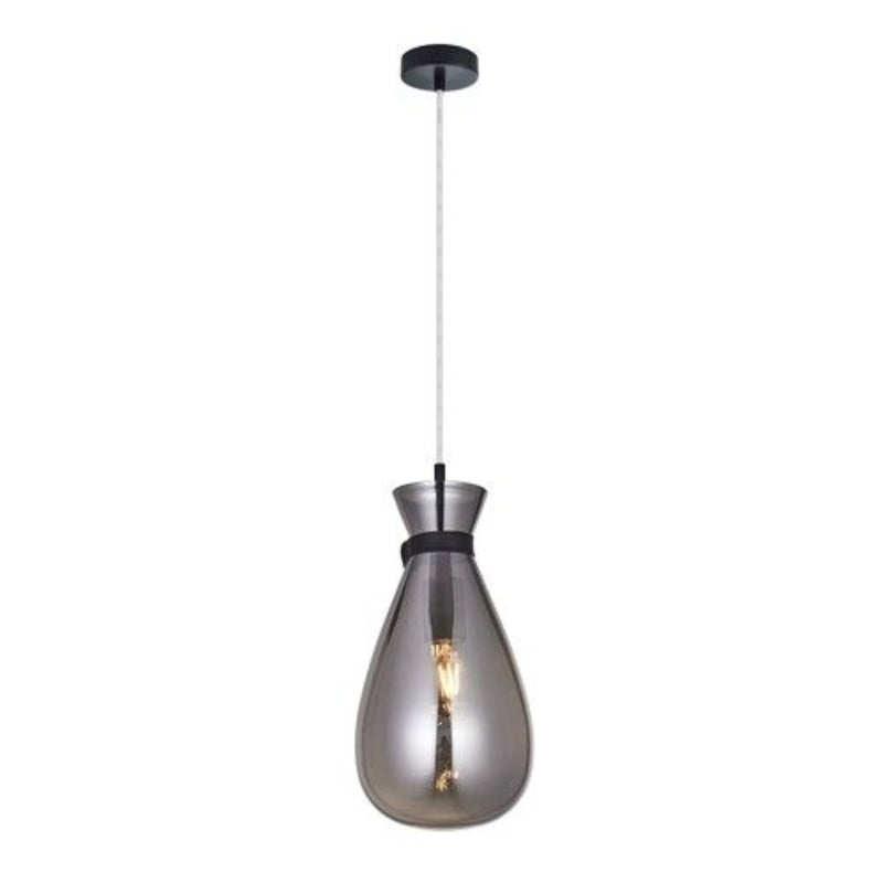 K Light A-KLCH-912/SM Pouch Glass Pendant Black with Smoke Glass