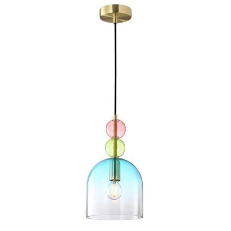 K Light A-KLCH-9281-1A 230v 40W E14 Rainbow Blue Shadow Glass Pendant.