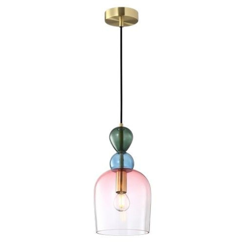 K Light A-KLCH-9281-1B 230v 40W E14 Rainbow Pink Shadow Glass Pendant