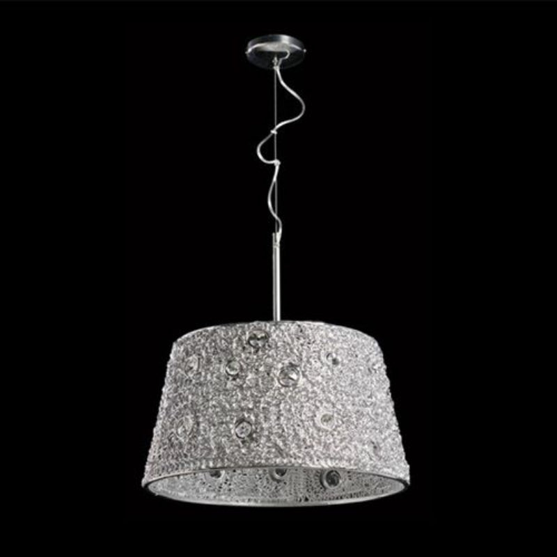 K Light A-KLCH6149 40W E14 Acrylic Shade Pendant Chrome with K5 Crystals Embedded Chrome Acrylic Shade.