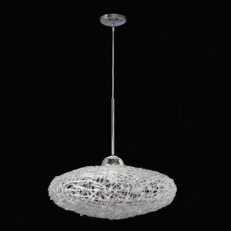 K Light A-KLCH6153/CL 230v 60W E27 Clear Acrylic Flat Round Pendant Chrome with Clear Acrylic Shade.
