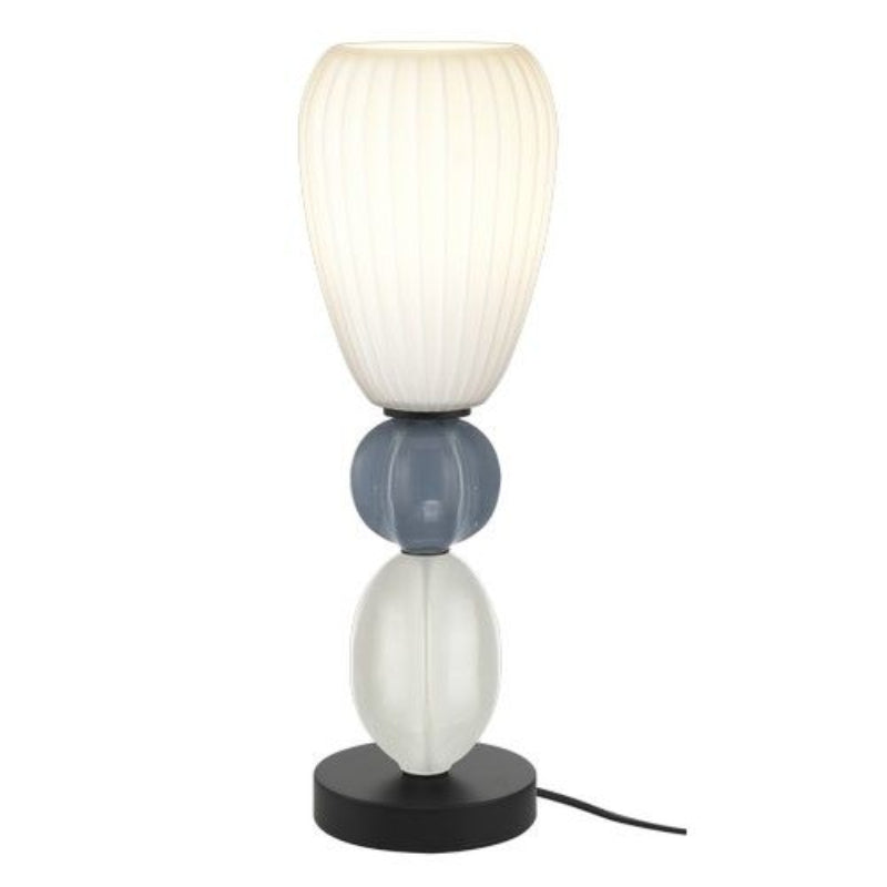 K Light A-KLT-9570 230V 40W E14 Ceramic Opal/Grey Table Lamp Off-White & Blue-Grey Ceramic & Opal White Glass Shade
