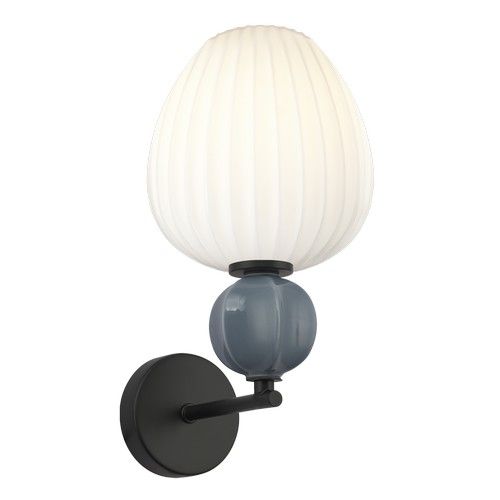 K Light A-KLW-9570 230V 40W E14 Ceramic Opal/Grey Wall Light Off-White & Blue-Grey Ceramic & Opal White Glass Shade.