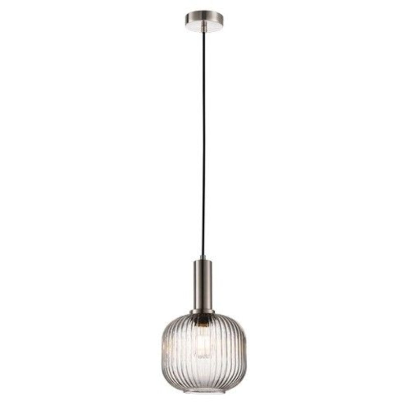 K Light A-KLCH-9005/CL 230v 40W Jackie Cut Pendant Clear Glass and Satin Nickel.