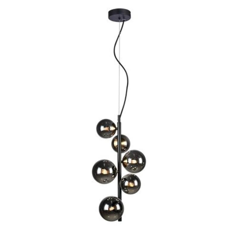 K Light A-KLCH-9225/6 230v 3W G9 LED Vertical Bubble Pendant Black and Antique Brass with Smoke Glass