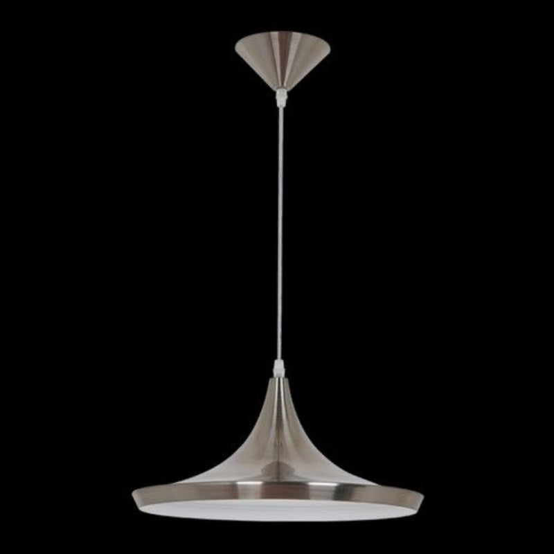 K Light CA-KLCH-1006/NS Conical Metal Pendant Nickel Satin and White.